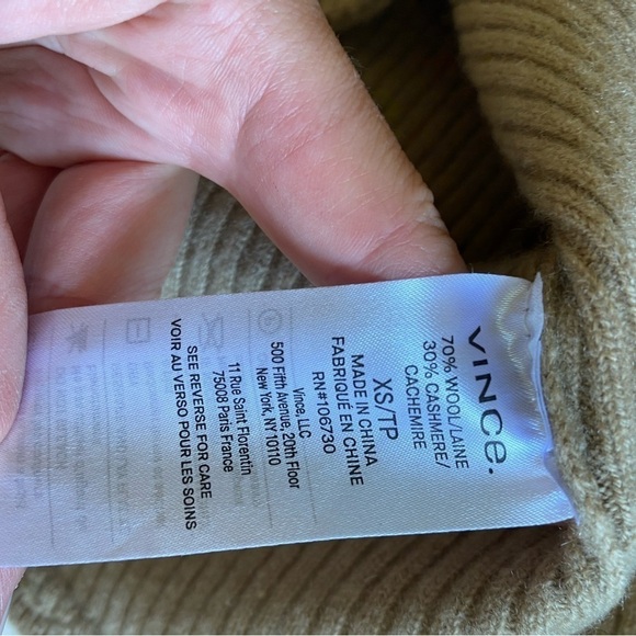 Vince Women’s Wool & Cashmere Ribbed Tank Dress Size XS Tan Raw Edge Midi Dress - Picture 6 of 9